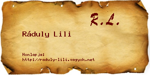 Ráduly Lili névjegykártya