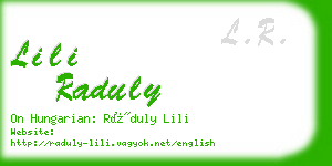 lili raduly business card